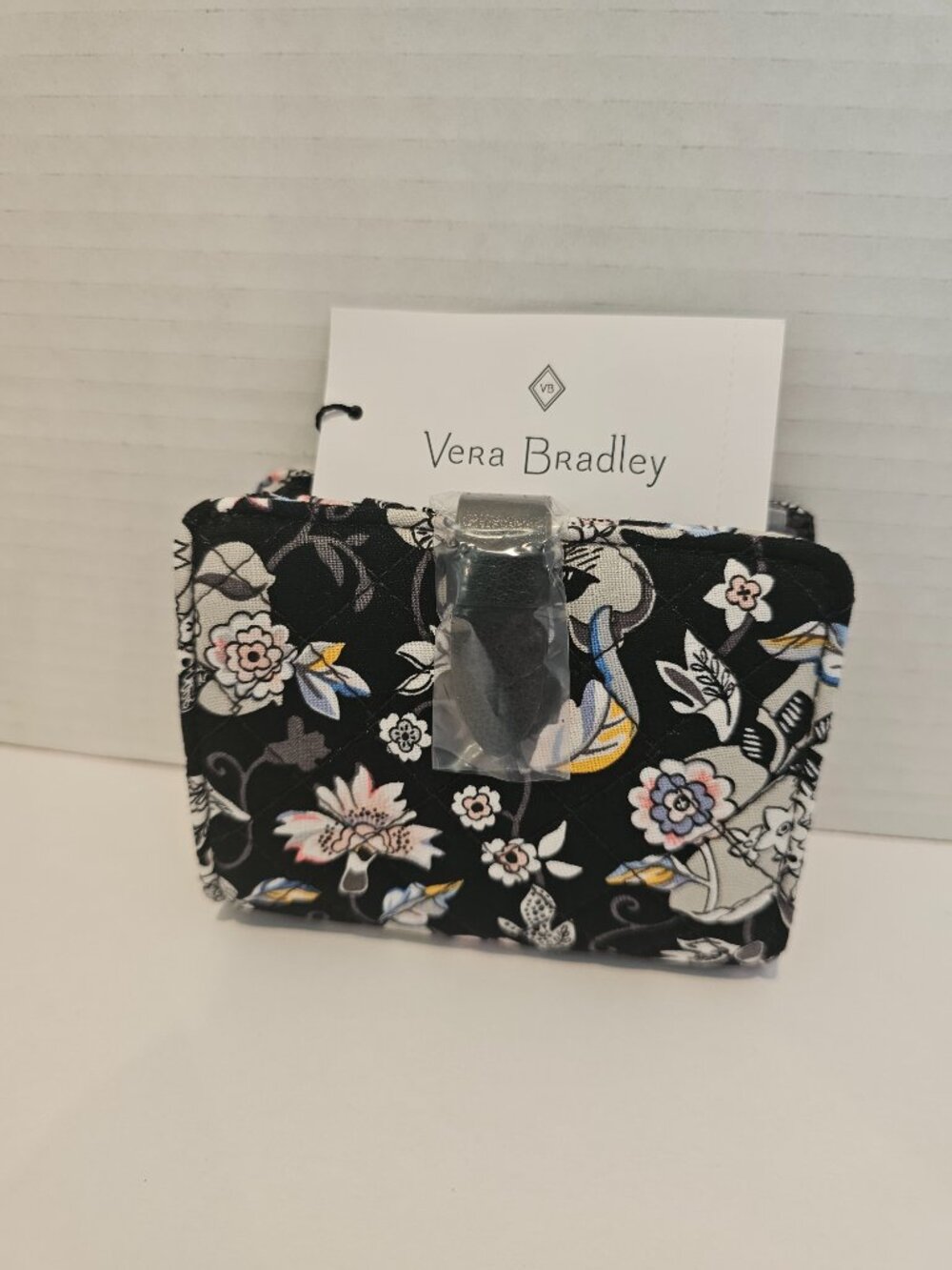 NWT Vera Bradley Iconic RFID Small Wallet Holland Garden Black White Floral - Picture 8 of 8